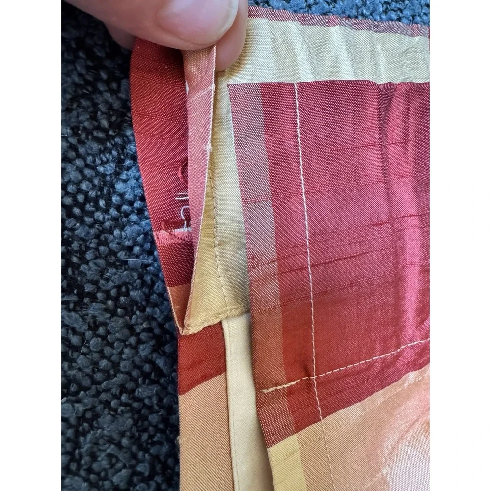 Pair Dupioni Raw Silk‎ Plaid Room Darkening Curtain Panels Rod Pocket 42x96